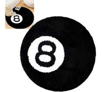 Chiziyixin 8 Ball Rug,60cm Black Circle Rug,Anti-Slip Flocking Floor Mat,Soft Bath Mat Aesthetic Washable Billiard Ball Carpet Area Round Cool Rugs for Bedroom,Living Room,Bathroom,Decoration (60cm)