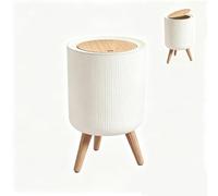 Chiziyixin 9L White Bathroom Bin with Lid, Plastic Dog Proof Trash Can with Legs And Push Button, Small Round Waste Paper Basket for Bedroom, Bathroom, Living Room, Office, Toilet, Kitchen