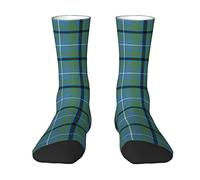 CHJDOFong Douglas Clan Light Blue and Green Ancient Tartan Crew Socks for Men Women, Athletic Socks Novelty Fashion Casual Tube Sock Sports Dress Socks