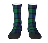 CHJDOFong Royal Blue and Green Armstrong Clan Tartan Crew Socks for Men Women, Athletic Socks Novelty Fashion Casual Tube Sock Sports Dress Socks