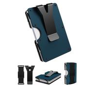 CHJGLNL Minimalist Wallet, Slim Wallet for Men, Minimalist Cash Strap and Money Clip Wallett, Front Pocket Wallets, RFID Blocking, 12-25 Card Capacity, Aluminum Blue, Minimalist Wallet