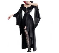 CHJIEXDEC Dark Gothic European American Halloween Costume Witch Vampire Grim Grim Reaper Black Dress Dress Medium