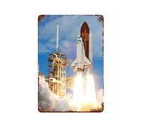 ChJing NASA Space Shuttle Blastoff Challenger Retro Metal Tin Sign Funny Vintage Metal Plaque Artwork Poster Wall Decor Painting Office Bedroom Living Room Home Yard (12×18inch)
