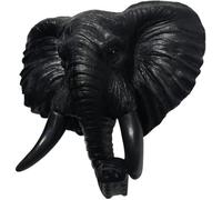 CHJJZXBF Elephant head statue, wall sculpture, artistic bust in resin,Black