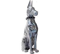 CHJJZXBF Large Doberman Pinscher Statue Sculpture, Electroplated Silver Resin Craft Ornaments Home Office Collection Decorative Ornaments 13.3X9.4X29.5 inch