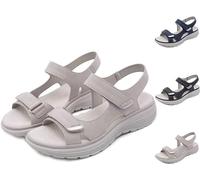 CHJJZXBF Orthopedic sandals women's leather, sandals with arch support, adjustable straps and sandals with ergonomic sole for walks, leisure, hiking,40,Beige