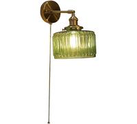 CHJJZXBF Wall Light with Pull Switch Modern Industrial Wall Lights with Glass Shade for Bedroom, Living Room, Hallway, Kitchen, Country House, Hotel, E27 Base,Green