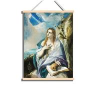 CHJQIERX El Greco The Canvas Wall Decor - Confessions of Mary Magdalene Wooden Hanging Poster - Church Decoration Poster - Cool Home Decor for Campus Church Corridor with Frame/12x18in/30x45cm