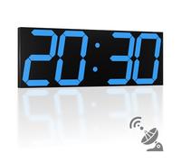 CHKOSDA 18.7'' Automic Digital Wall Clock, LED Wall Clock with Large Display, Multi-Function Clock with Alarm and Timer, Auto Time Sync Digital Clock with Adjustable Brigthness(Blue)