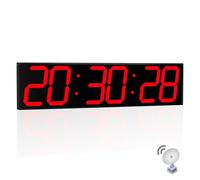 CHKOSDA 28.4''Large Digital Wall Clock,Auto Time Sync Digital Clock with Easy Operation,Gym Clock with Interval Workout Timer,Big Wall Clock with Countdown,Alarm,Clendar and Termperature (Red)