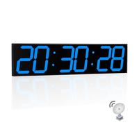 CHKOSDA 28.4''Large Digital Wall Clock,Auto Time Sync Digital Clock with Easy Operation,Gym Clock with Interval Workout Timer,Big Wall Clock with Countdown,Alarm,Clendar and Termperature(Blue)