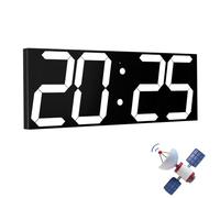 CHKOSDA 45cm Large Digital Wall Clock with GPS Auto-Sync Time - White | No Wi-Fi,50m Visibility,8-Level Dimming, Timer,Remote,Wall-Mounted, Mains Powered for Living Room, Classroom, Office.