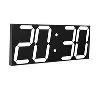 CHKOSDA Digital Wall Clock,18" Large Wall Cloc, Led Wall Clock with Countdown Timer, Calendar, Thermometer, 12/24H, Adjustable Brightness, Wall Mount with Corded Power(White)