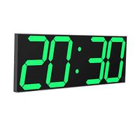 CHKOSDA Digital Wall Clock, 18" Large Wall Clock, Led Wall Clock with Countdown Timer, Calendar, Thermometer, 12/24H, Adjustable Brightness, Wall Mount/On Desktop, Corded Power(Green)