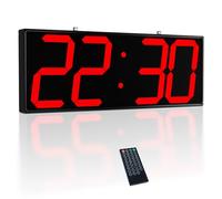 CHKOSDA Digital Wall Clock with Double Sided Display, Large LED Clock with Timer,Alarm,Temperature and Date,Two Faced Hanging Digital Clock Large Display for Multiple Public Places(Red)