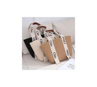 Chl oe Cotton rope woven bag handbag tourist holiday beach bag khaki Chloe khaki