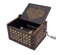 CHLDYCST Can't Help Falling in Love Wood Music Box, Antique Engraved Hand Crank Musical Boxes, Gifts for Lover Wife Husband Girlfriend Boyfriend Valentine Wedding Anniversary Birthday