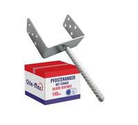 Chle-Mar Post anchor 140 mm, fixed post anchor for wooden posts and fence construction, solid design made of galvanised steel