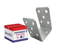 Chle-Mar Post support with U-bracket 70 mm, fixed joist shoe made of galvanised steel, post anchor for fence and wood construction