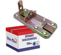 Chle-Mar - Universal 100 mm Door Bolt Indoor and Outdoor | Lockable Galvanised | Push Bolt for Doors & Gates | Straight & Curved Version | Bolt Bolt Weatherproof, Robust & Durable | Deadbolt Lock