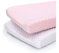 Chlffua The Peanutshell Minky Changing Pad Covers for Baby Girls | 2 Pack Set | Pink and White