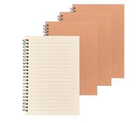 Chliinl 4 Pack A5 Spiral Notebooks, 120 Pages/ 60 Sheets Lined Notebook Wirebound Notebooks Bulk Journals Durable Metal Coil Journals for Office School (Brown)