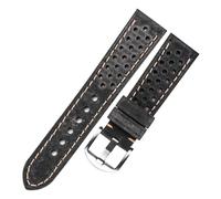 Chlikeyi 20mm/22mm Leather Watch Strap, Unisex, Breathable Hollow Design, Color 3, 22mm