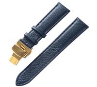 Chlikeyi Genuine Leather Watch Strap with Butterfly Clasp, 13mm-22mm, Color 9, 17mm