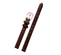 Chlikeyi Small Size Genuine Leather Crocodile Pattern Watch Strap 6-16mm, Watchband With Rose Gold Pin Buckle, Brown, 13mm