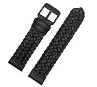 Chlikeyi Watchband 20-24 mm Genuine Leather Braided Watch Strap Men Women Universal Quick Release Cowhide Wrist Band, black black, 24 mm