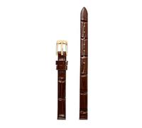 Chlikeyi Watchband 6-18mm Women's Genuine Leather Small Sized Thin Strap, Brown Gold, 11mm