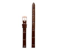 Chlikeyi Watchband 6-18mm Women's Genuine Leather Small Sized Thin Strap, Brown Rose Gold, 11mm
