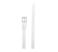 Chlikeyi Watchband 6-18mm Women's Genuine Leather Small Sized Thin Strap, White Silver, 9mm