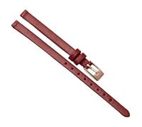 Chlikeyi Watchband 6mm Universal Leather Strap Small Sized Women's Slim Strap, Red Rose Gold, 6mm