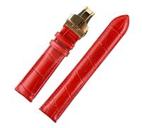 Chlikeyi Watchband Genuine Leather Watch Strap with Butterfly Clasp, Color 9, 13mm