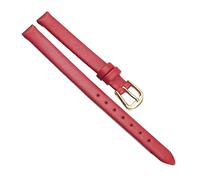 Chlikeyi Watchband Small Size Ultra-Thin Soft Leather Watch Band Genuine Women's Watch Chain Plain 6-12mm, Red gold, 8 mm