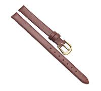 Chlikeyi Watchband Small Size Ultra-Thin Soft Leather Watch Band Genuine Women's Watch Chain Plain 6-12mm, Brown gold, 11 mm