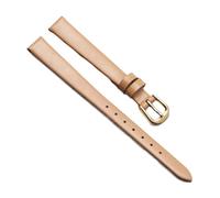 Chlikeyi Watchband Universal Small Size Strap Women's Leather Watch With Red 6/7/8/9/10mm Pin Buckle, Champagne gold, 9 mm
