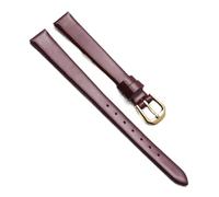Chlikeyi Watchband Universal Small Size Strap Women's Leather Watch With Red 6/7/8/9/10mm Pin Buckle, Red gold, 11 mm