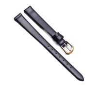 Chlikeyi Watchband Universal Small Size Strap Women's Leather Watch With Red 6/7/8/9/10mm Pin Buckle, Royal blue Gold, 16 mm