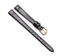 Chlikeyi Watchband Universal Small Size Strap Women's Leather Watch With Red 6/7/8/9/10mm Pin Buckle, Black gold, 7 mm