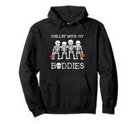 Chlling With My Boddies Funny Skeletons Buddies Halloween Pullover Hoodie