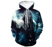 CHLOBLOM Cloud Strife Hoodie Sephiroth Sweatshirt Halloween Cosplay Costume 3D Print, Color 4, Medium