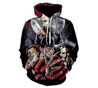 Jason Voorhees Costume Halloween Horror Movie Michael Myers Cosplay Hoodie 3D Jacket Pullover Sweatshirt, Color 1, XXL