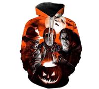 Jason Voorhees Costume Halloween Horror Movie Michael Myers Cosplay Hoodie 3D Jacket Pullover Sweatshirt, Color 2, Large