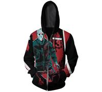 CHLOBLOM Jason Voorhees Costume Michael Myers Hoodie 3D Jacket Pullover Sweatshirt, Color 8, L