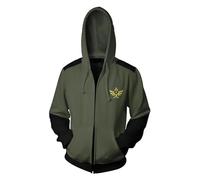 CHLOBLOM Link Hoodie Cosplay Costume Zipper Jacket Novelty Sweatshirt, Army Green, XXL