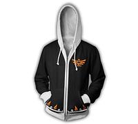 CHLOBLOM Link Hoodie Cosplay Costume Zipper Jacket Novelty Sweatshirt, Black White, M