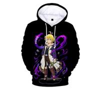 CHLOBLOM Meliodas Cosplay Costume Anime Hoodie 3D Pullover Sweatshirt, Purple, XXL