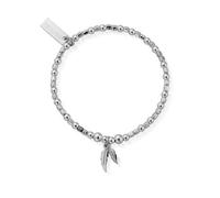 ChloBo Childrens Silver Cube Double Feather Bracelet - Silver
